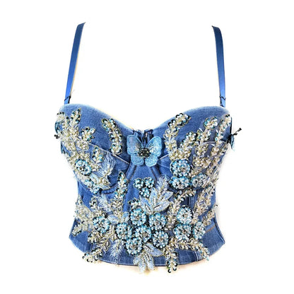 DiamondShine™ Y2K Sequin Push-Up Crop Top