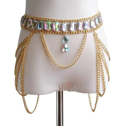 CrystalGlow Belly Chain – Festival Waist Jewelry for Rave Queens