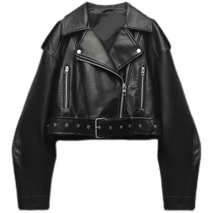 Iron Veil - Oversized Vintage Faux Leather Biker Jacket