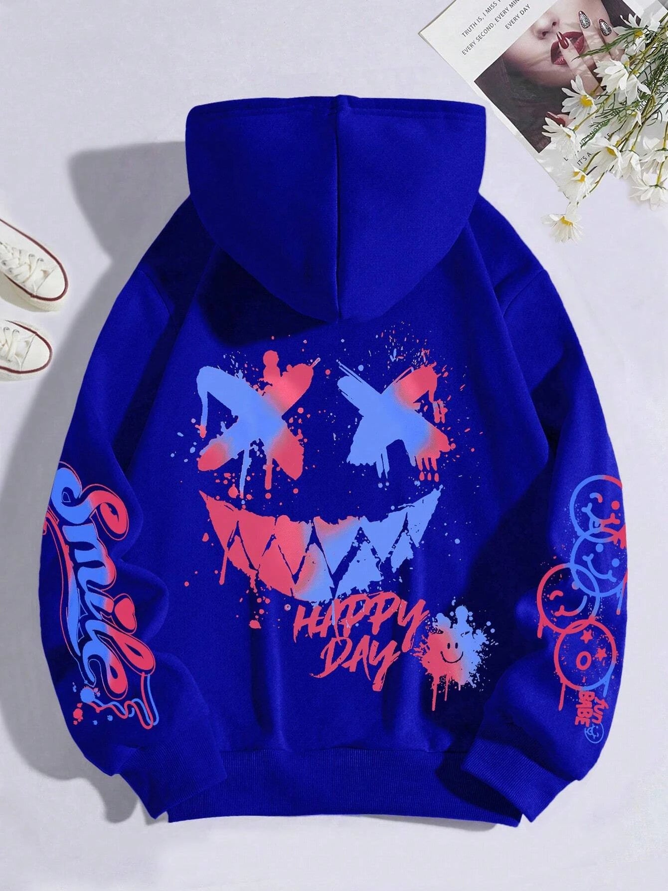 HAPPY//DAY Graffiti Hoodie – Women's Vintage Hip Hop Streetwear