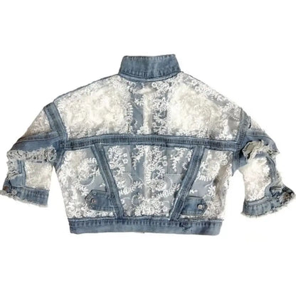 Rosette Openweave Denim Jacket