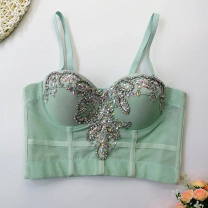 DiamondShine™ Y2K Sequin Push-Up Crop Top