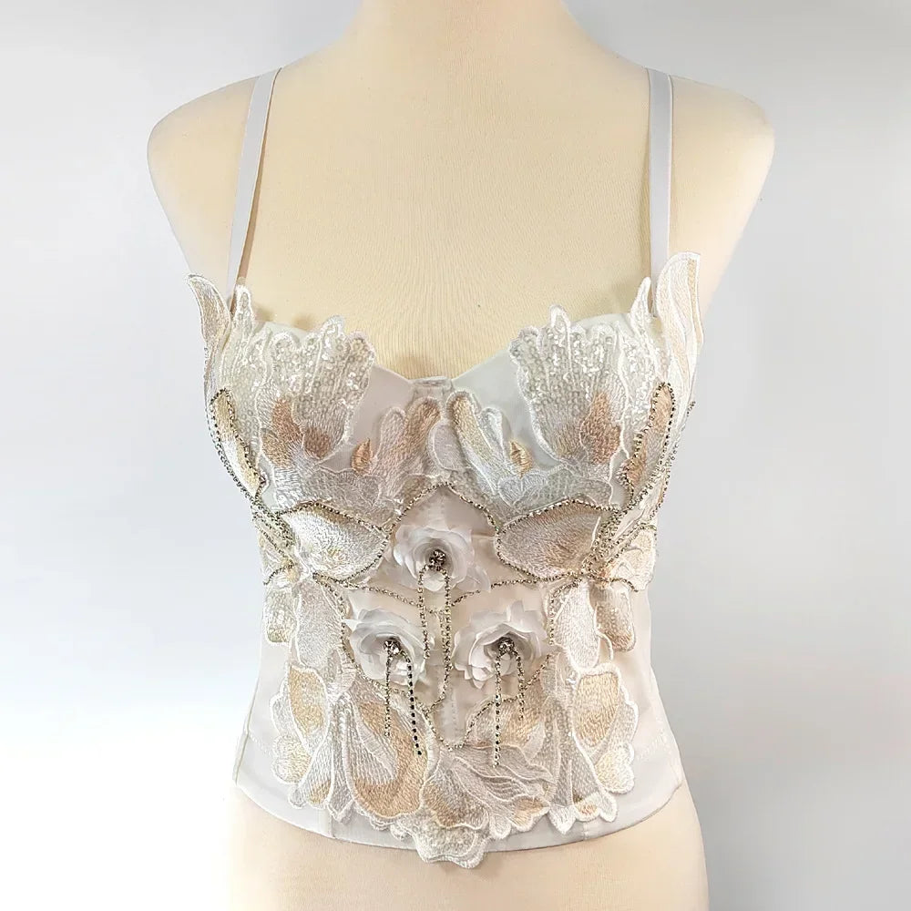 DiamondShine™ Y2K Sequin Push-Up Crop Top