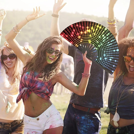 GlowRush Folding Fan – Fluorescent Vibe Fan for Dance & Daily Drip