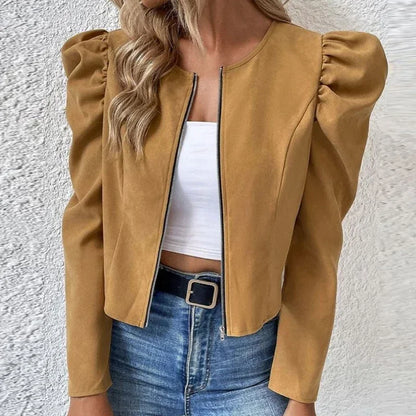 Noir Orbit Puff-Sleeve Jacket