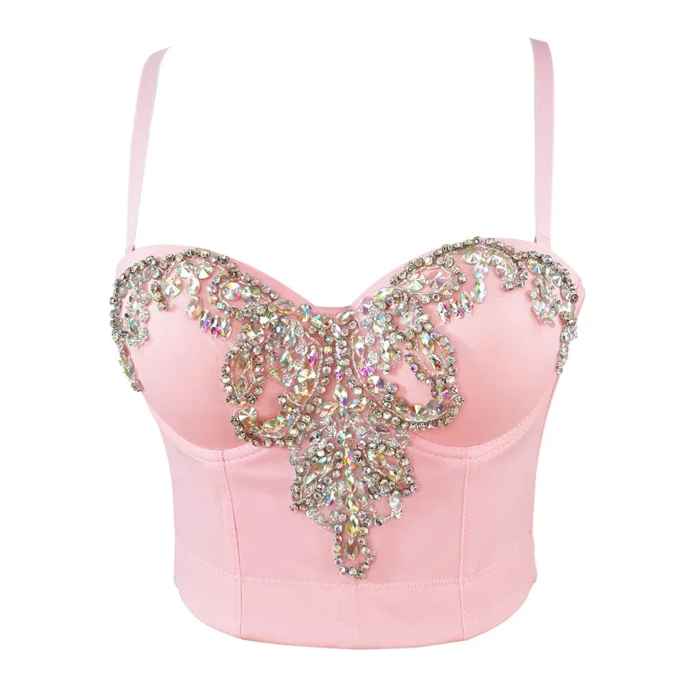 DiamondShine™ Y2K Sequin Push-Up Crop Top