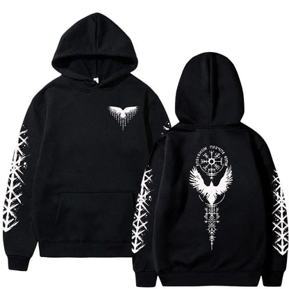 VÆRTEX//Y2K Viking Raven Hoodie – Urban Winter Streetwear