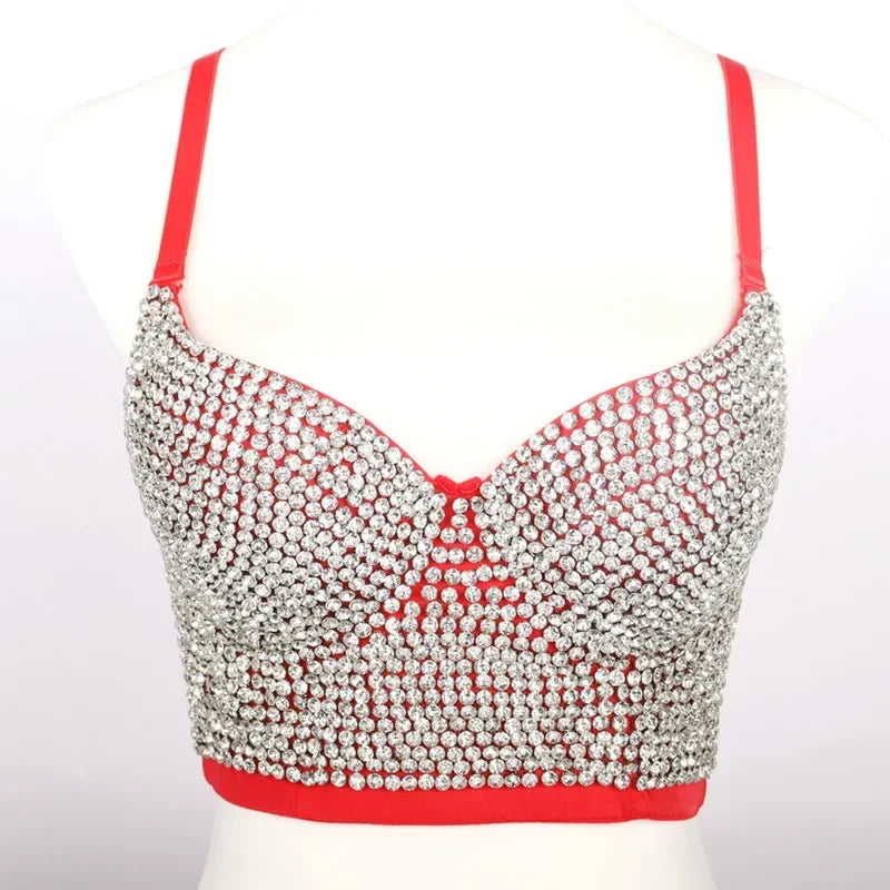 DiamondShine™ Y2K Sequin Push-Up Crop Top