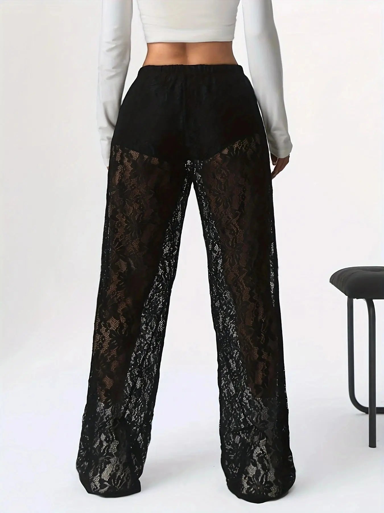 Laceveil Straight-Leg Pants