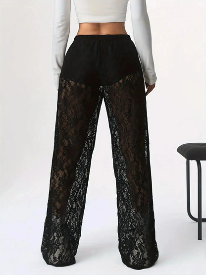 Laceveil Straight-Leg Pants