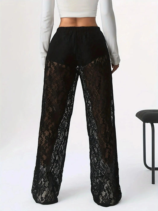 Laceveil Straight-Leg Pants