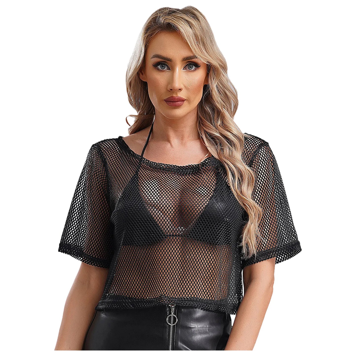 NeonPulse Mesh Crop Top