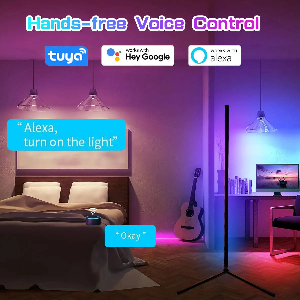 Cyberdelika Tuya Smart RGB Corner Floor Lamp – 160cm Alexa Vibe Light