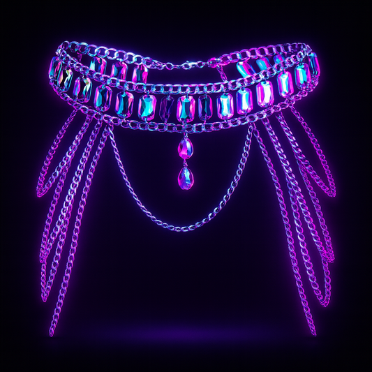 CrystalGlow Belly Chain – Festival Waist Jewelry for Rave Queens