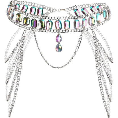 CrystalGlow Belly Chain – Festival Waist Jewelry for Rave Queens