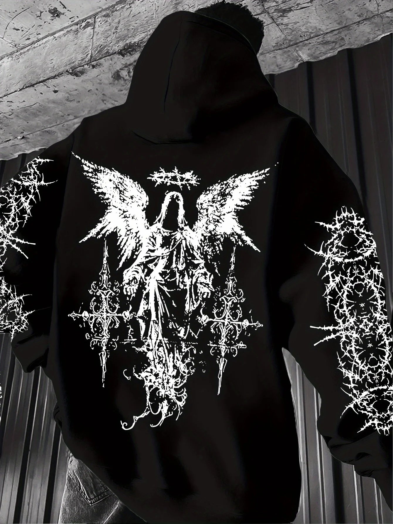 ANGEL//FALL Gothic Hoodie – Men’s Darkwear Street Layer for Autumn & Winter