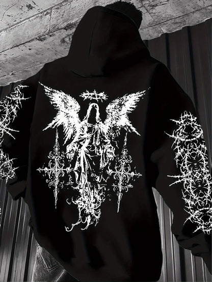 ANGEL//FALL Gothic Hoodie – Men’s Darkwear Street Layer for Autumn & Winter