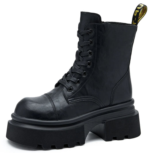 "RebelRider" Women’s Retro Boots – Thick Heels, Microfiber Leather, Vintage Vibes
