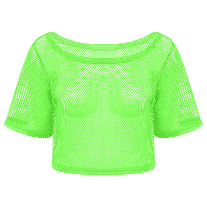 NeonPulse Mesh Crop Top