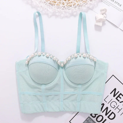 DiamondShine™ Y2K Sequin Push-Up Crop Top