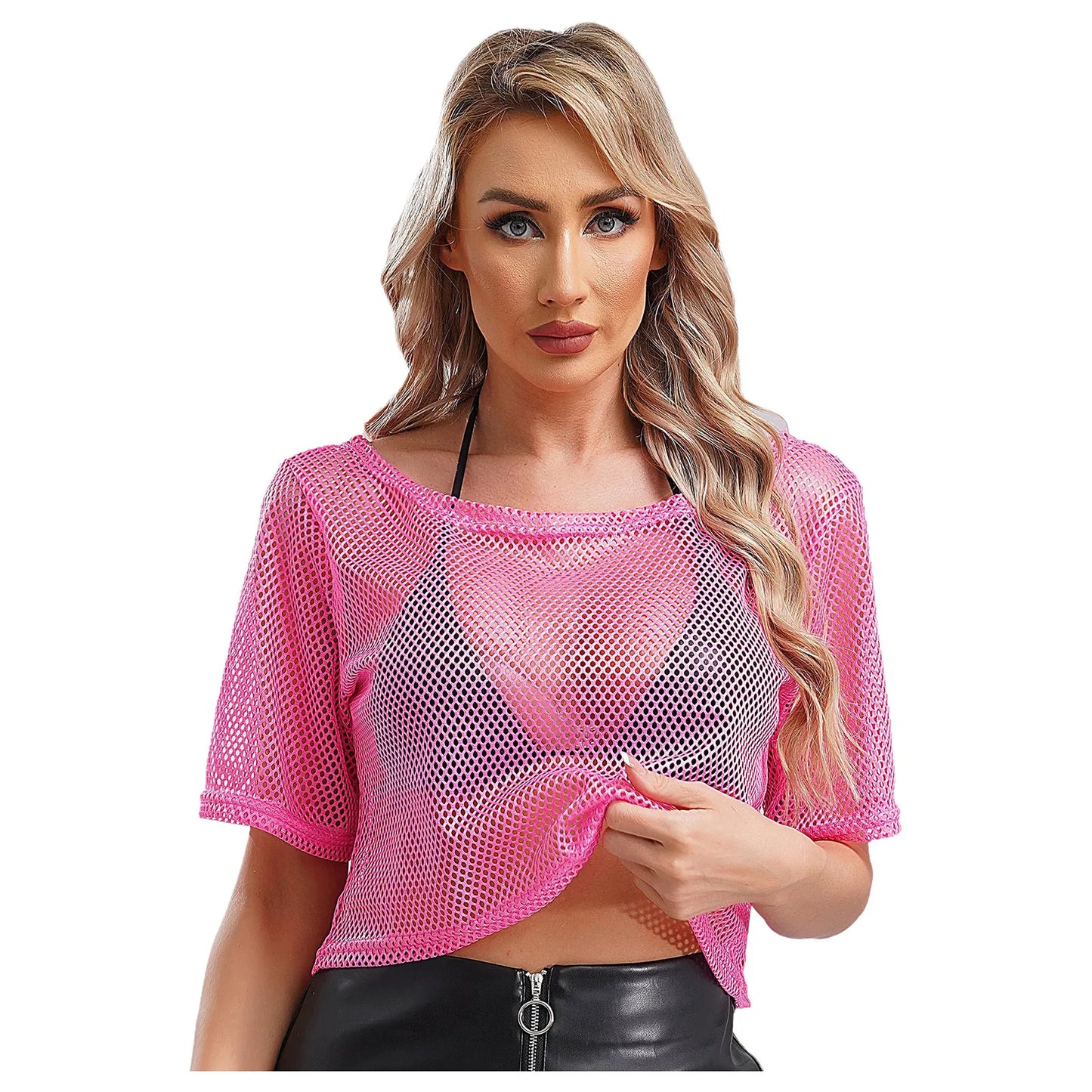 NeonPulse Mesh Crop Top