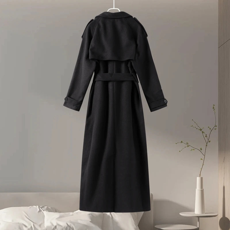 Midnight Trench Double-Breasted Coat