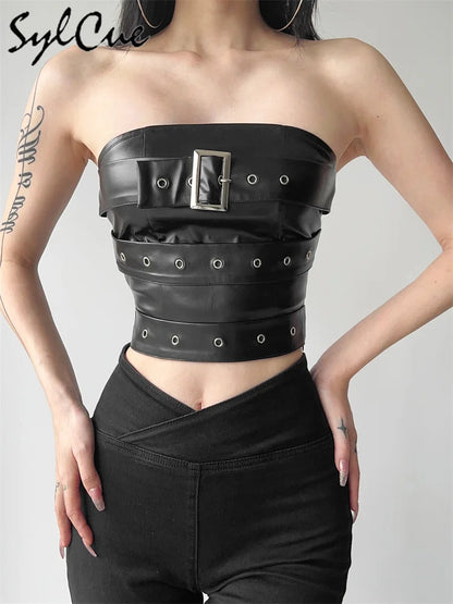 ShadowCore Wrap Vest – Matte Black Chest Belt Crop for Bold Looks