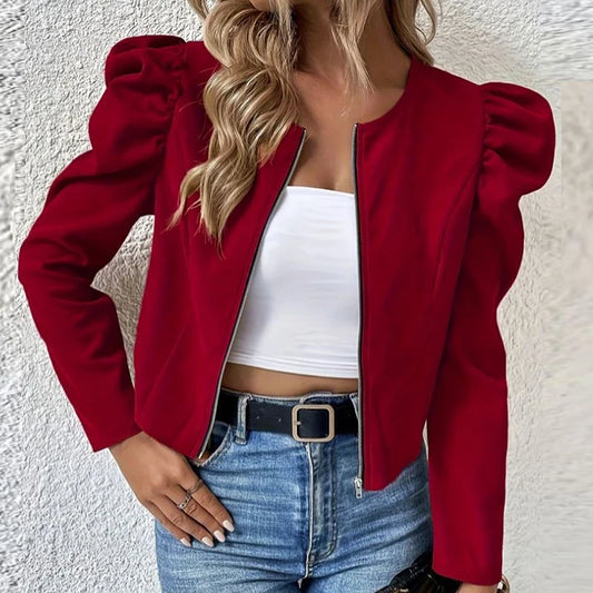 Noir Orbit Puff-Sleeve Jacket