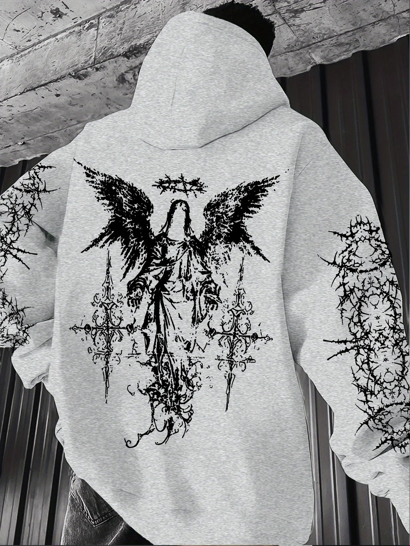 ANGEL//FALL Gothic Hoodie – Men’s Darkwear Street Layer for Autumn & Winter