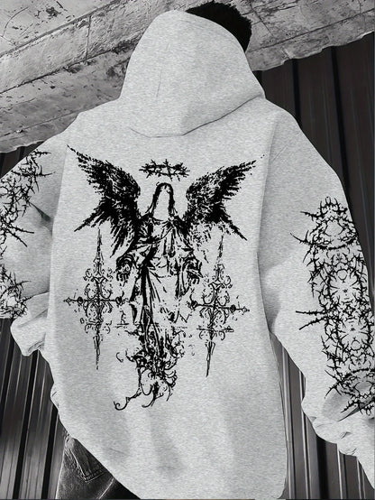 ANGEL//FALL Gothic Hoodie – Men’s Darkwear Street Layer for Autumn & Winter