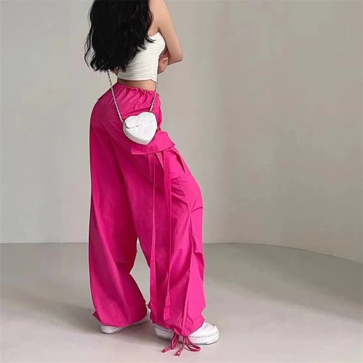 Signal Drop – High-Waist Red Cargo Joggers