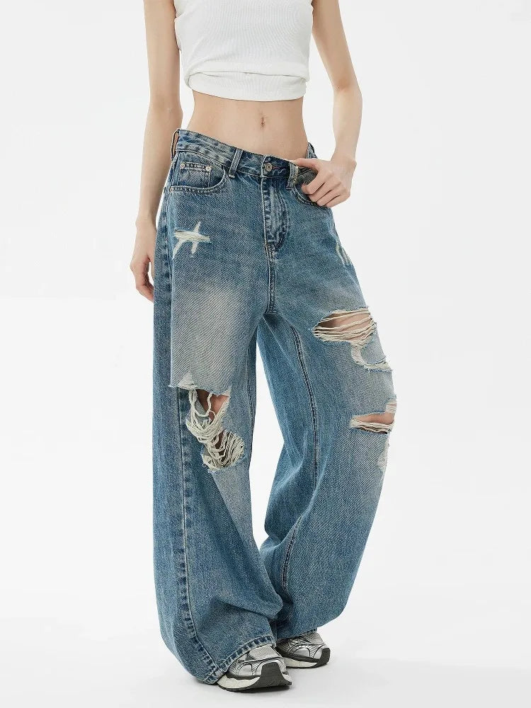 Rebel Frame - Retro Ripped Wide-Leg Women’s Jeans