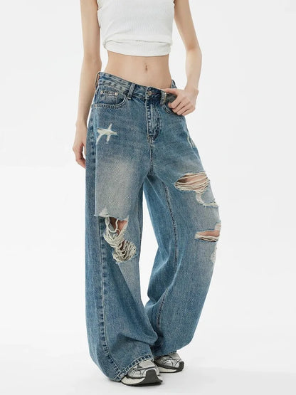 Rebel Frame - Retro Ripped Wide-Leg Women’s Jeans