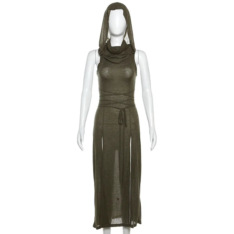 DesertGhost Hooded Midi Dress