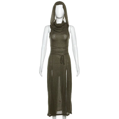 DesertGhost Hooded Midi Dress