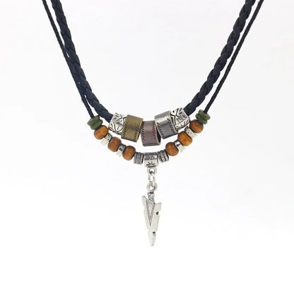 Arrow Trail – Men’s Artificial Leather Rope Beaded Necklace