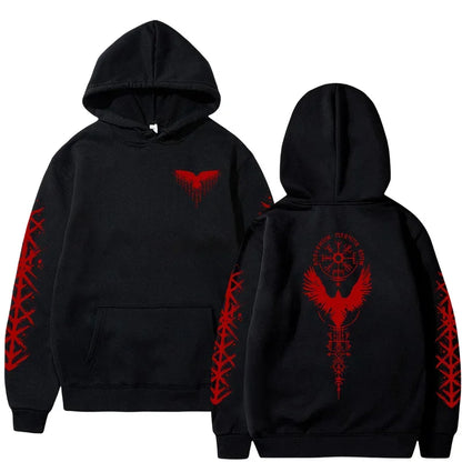 VÆRTEX//Y2K Viking Raven Hoodie – Urban Winter Streetwear