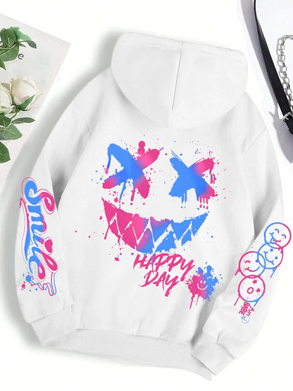 HAPPY//DAY Graffiti Hoodie – Women's Vintage Hip Hop Streetwear