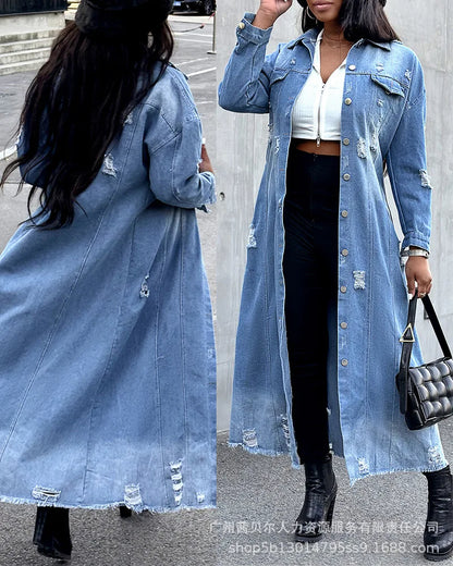 Edgecut Longline Denim Coat