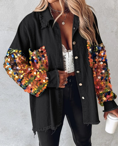 Starlash Sequin Contrast Shacket