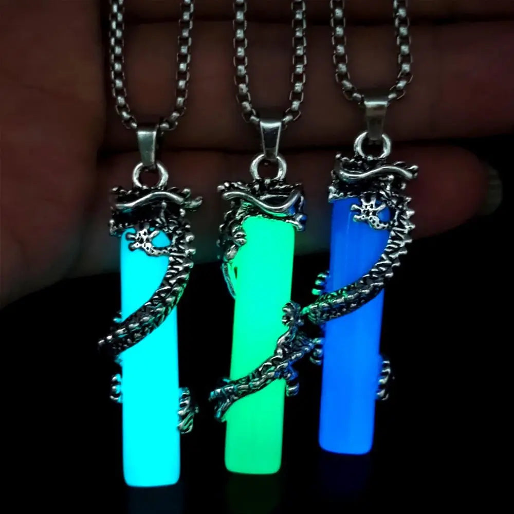 Drakon Core – Luminous Glow-in-the-Dark Pendant Necklace