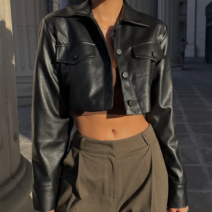 Volt Collar PU Short Jacket