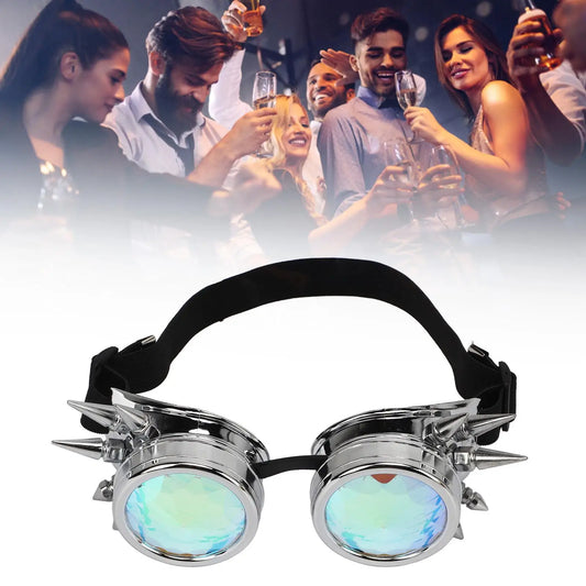 CyberKaleido Steampunk Goggles – Retro Rave Neon Glasses