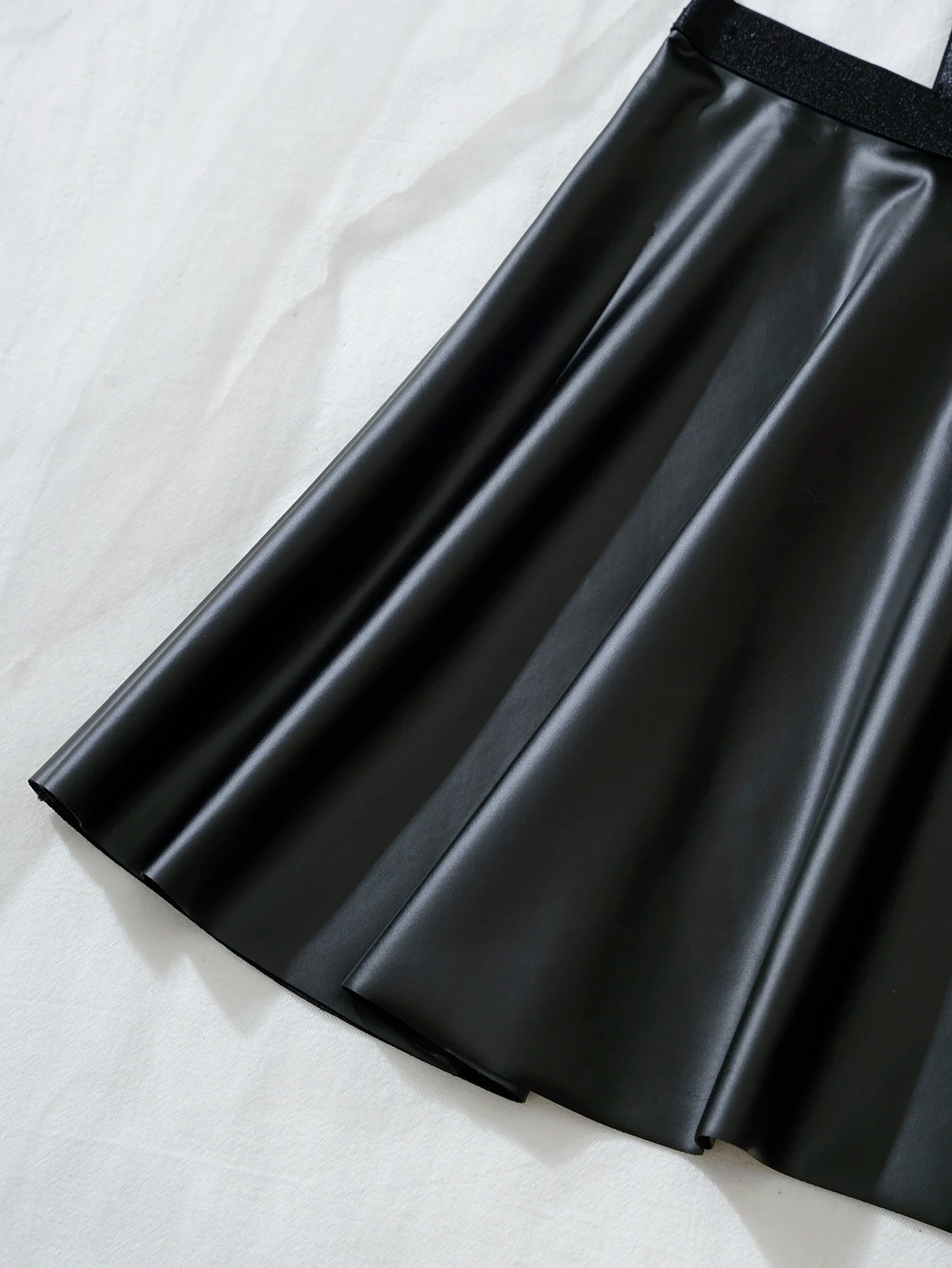 LUSTRA Vegan Leather Bra & Ruffle Skirt Set