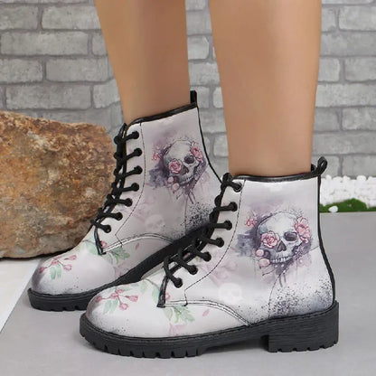 Shadow Skull Ankle Boots