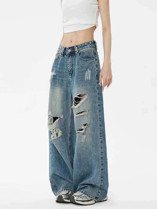 Rebel Frame - Retro Ripped Wide-Leg Women’s Jeans