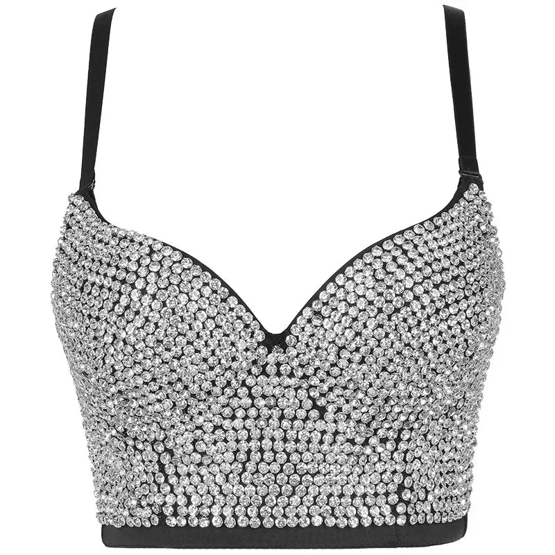 DiamondShine™ Y2K Sequin Push-Up Crop Top