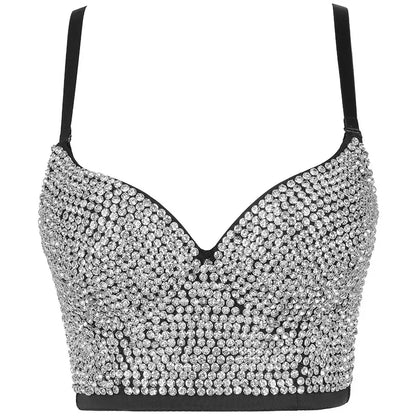 DiamondShine™ Y2K Sequin Push-Up Crop Top