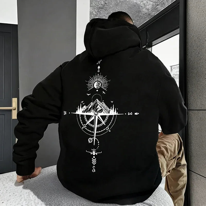 NØRTHBOUND//Compass Hoodie – Vintage Symbolic Streetwear for All Seasons