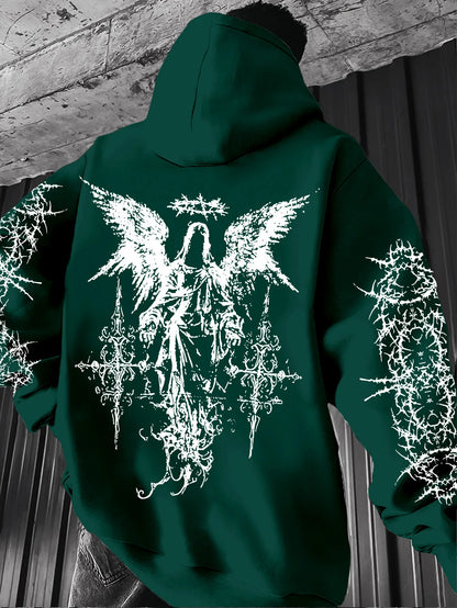 ANGEL//FALL Gothic Hoodie – Men’s Darkwear Street Layer for Autumn & Winter